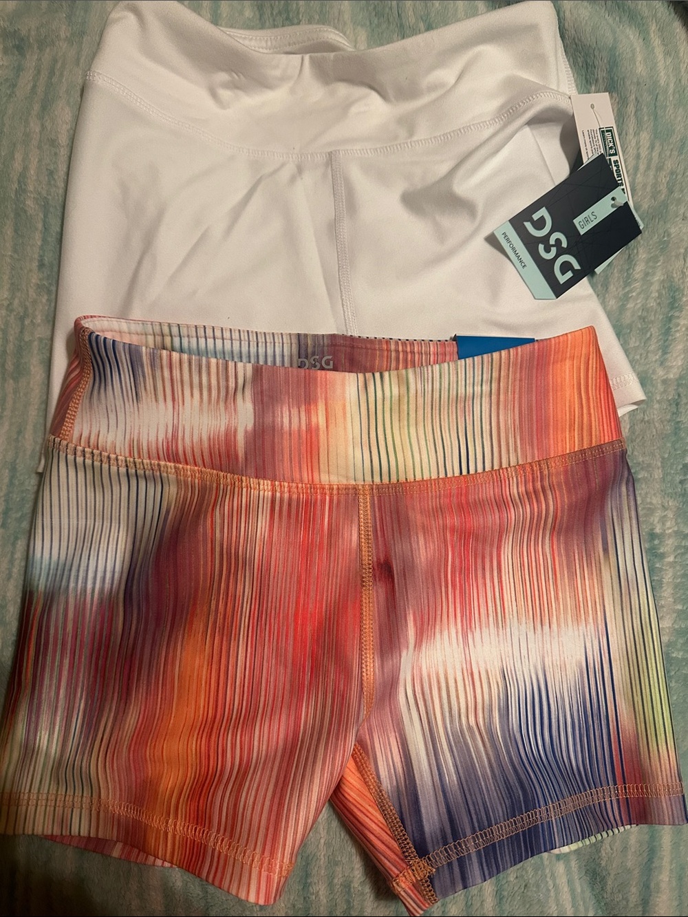 DSG White & Multicolor Striped shorts girls medium